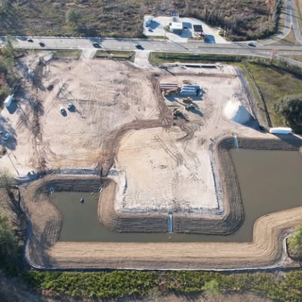 Aerial view of commercial site preparation project — Lake City, FL