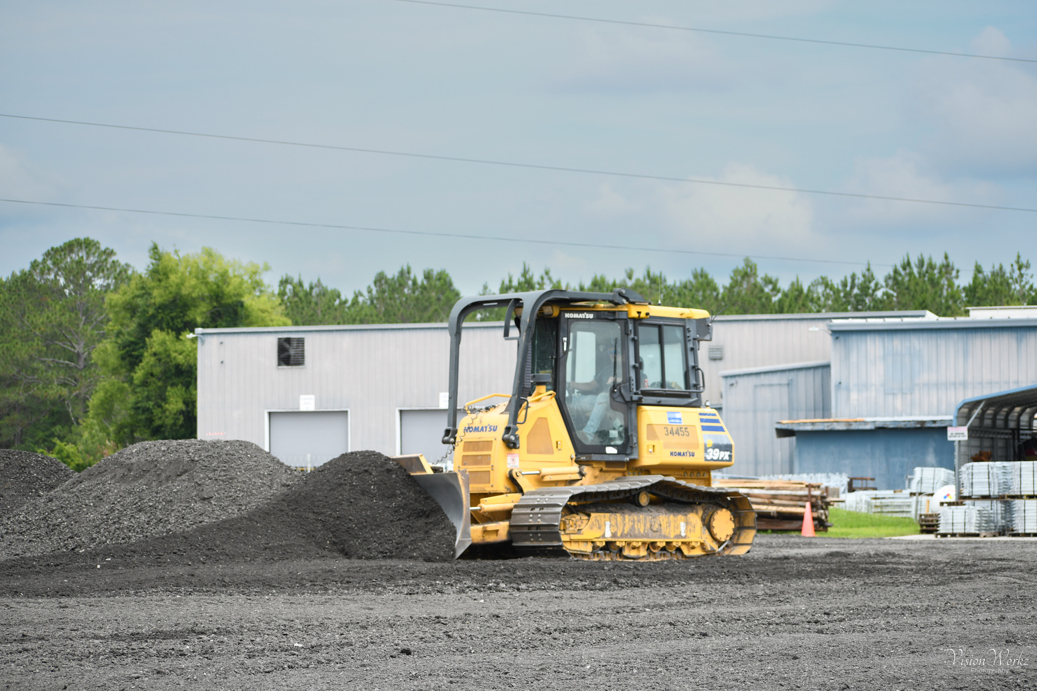 Komatsu bulldozer at material yard — Lake City, FL